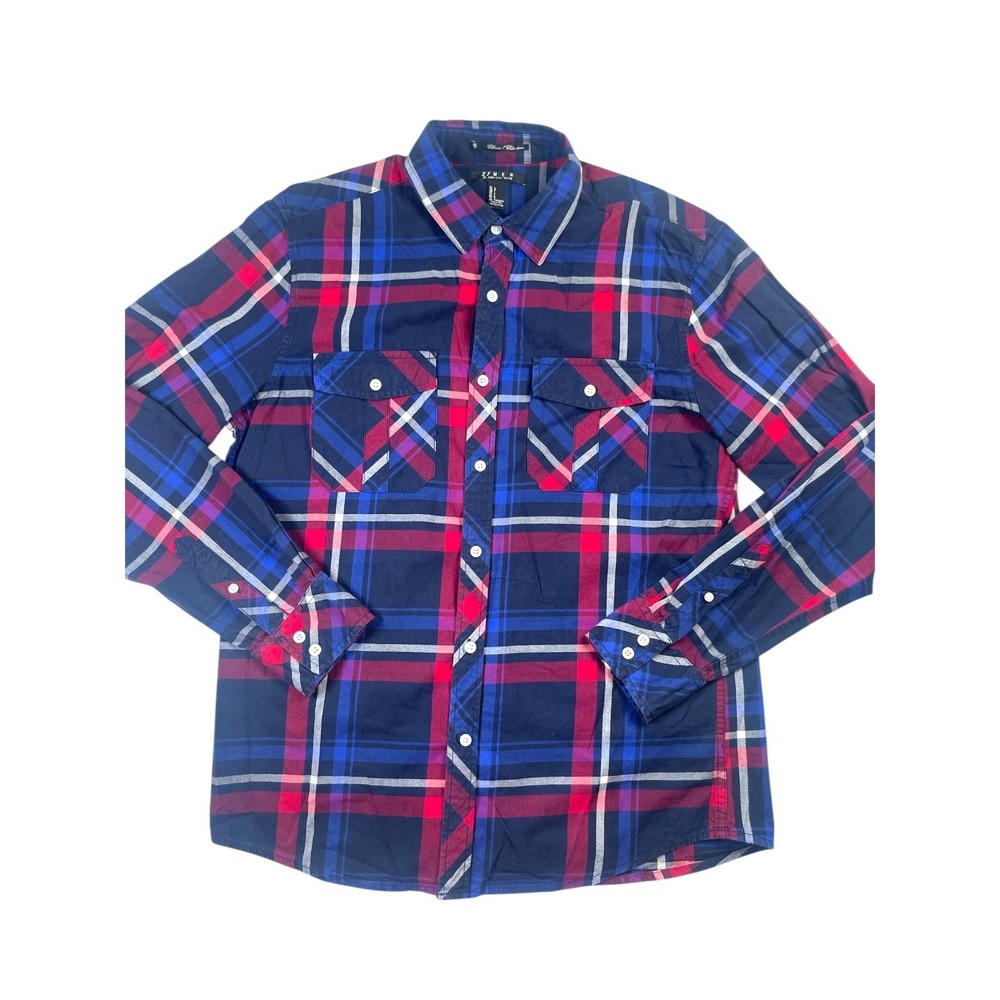 21 Men Flannel Shirt Men's Large Multi Cotton Flap-Pockets Long Sleeve Button-Up